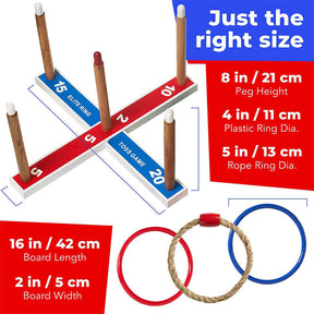 Ring Toss Games for Kids Outdoor Fun Yard Game Wooden Pendant Throwing Ring Toys-Cross