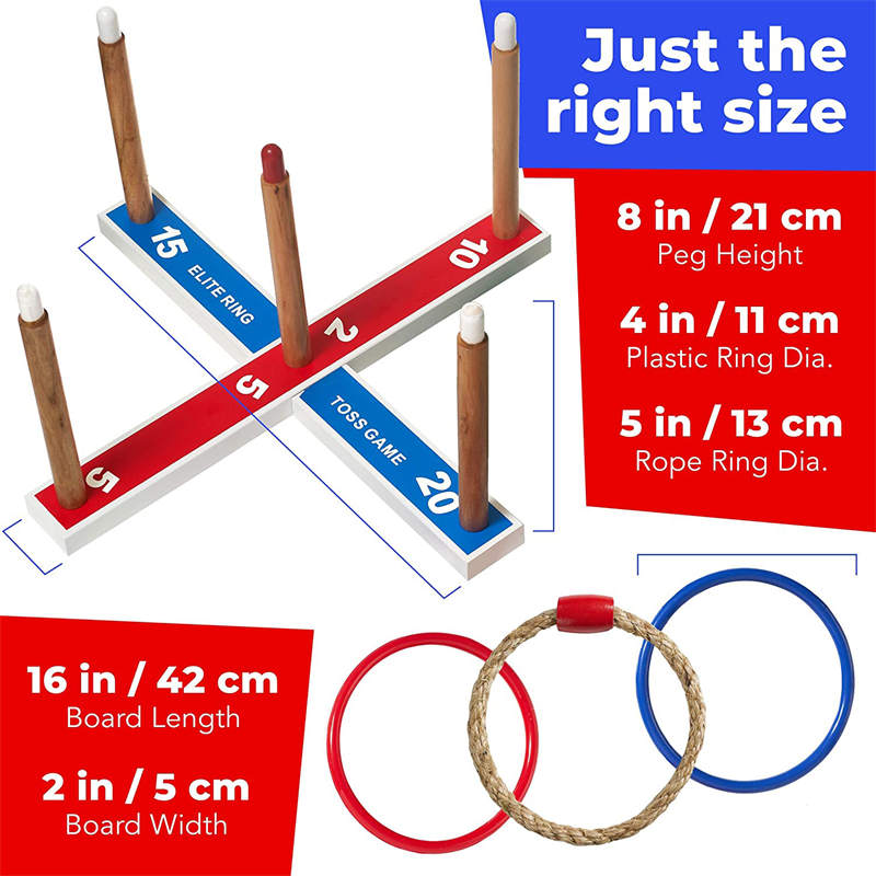 Ring Toss Games for Kids Outdoor Fun Yard Game Wooden Pendant Throwing Ring Toys-Cross