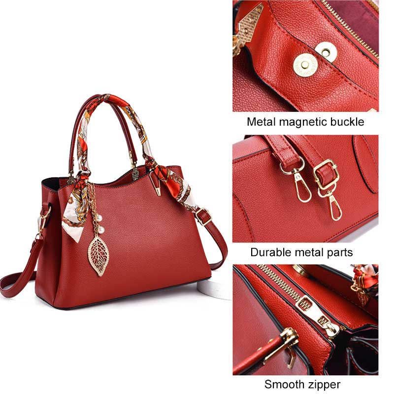 Womens Fashion Leather Purses and Handbags Top Handle Satchel Tote Bags-White