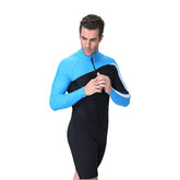 Adore One-Piece Sunscreen Quick-drying Long-sleeved Swimsuit Swimming Trunks For Men-LS606B-Blue