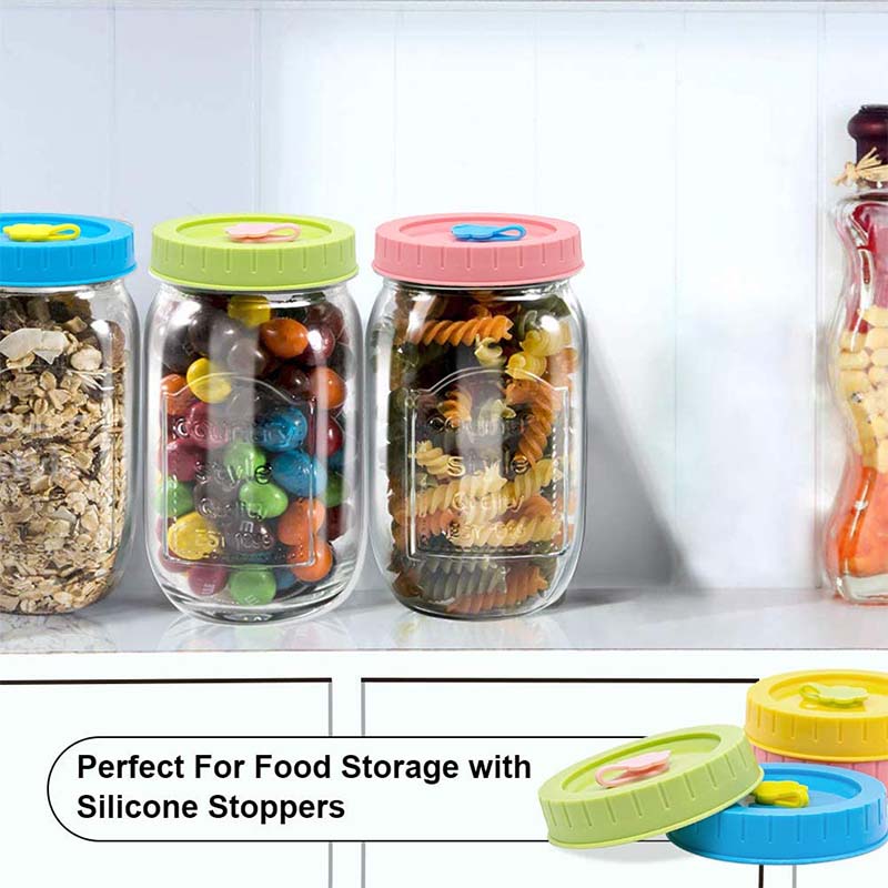 Pack of 12 MixColor Mason Jar Lids Set Reuseable with Straw Airtight Lids