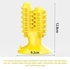 Dog Toothbrush Cactus Chew Toys Dog Teeth Cleaning Stick-Yellow