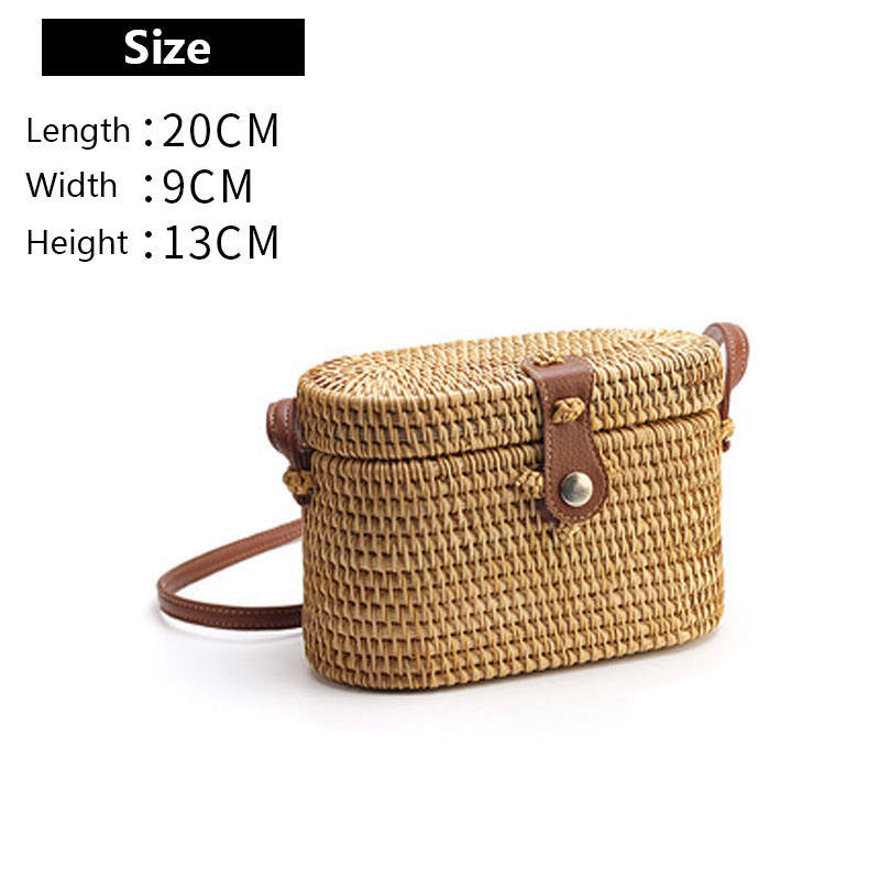 Womens Crossbody Rattan Bag Boho Braided Handbag