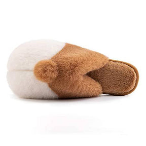 Unisex Warm Animal Slippers Corgi Plush Slip On House Shoes-Yellow