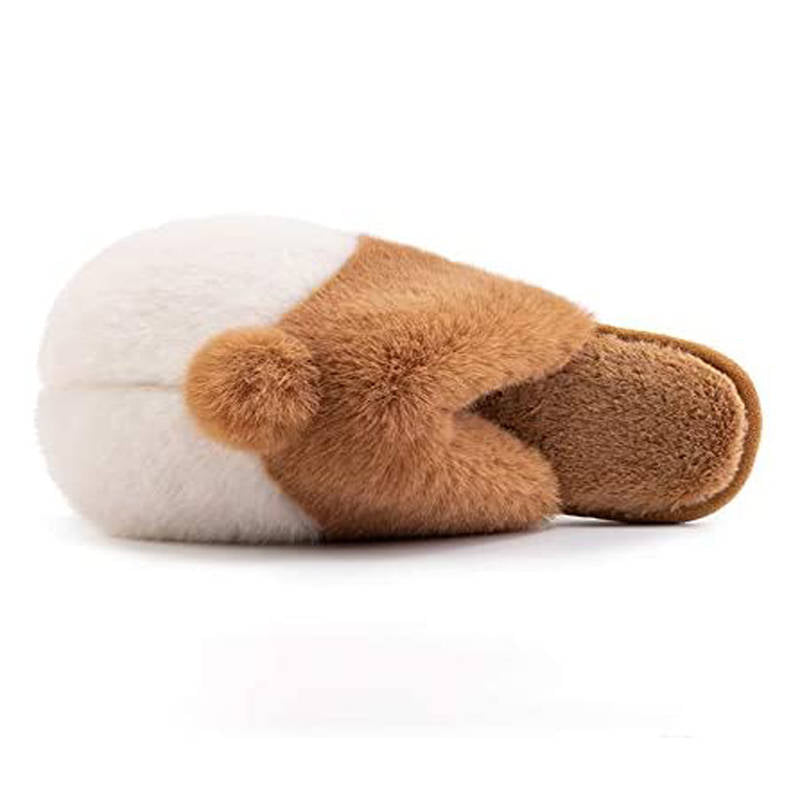 Unisex Warm Animal Slippers Corgi Plush Slip On House Shoes-Yellow