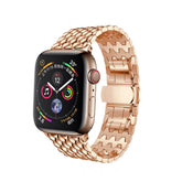 Dragon Leather Metal Watch Band For Apple Watch SE/6/5/4/3/2/1(Rose Gold)