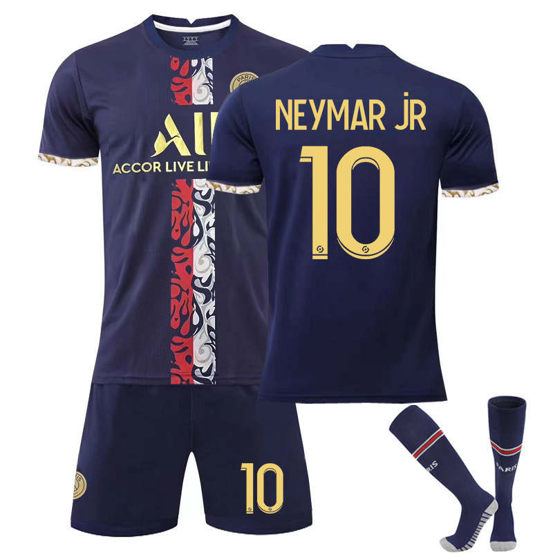 Paris Special Gold Edition Jersey 2022-23 NEYMAR #10 Soccer Kits for Kids Adult