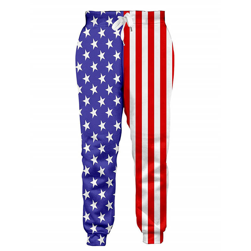 Boys Jogger Pants Funny 3D Graphic Sweatpants Athletic Sports Pants for Kids-Flag