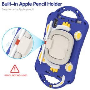 CatB Silicone Case For iPad Mini 6 Shockproof Shoulder Strap Handle Stand-Dark Blue