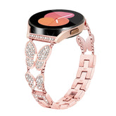 20mm Metal Watchband Butterfly Bling Diamond for Galaxy Watch 3/4/5-Rose Gold