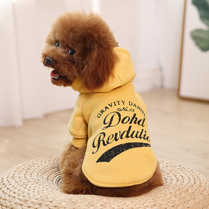 Small Dog Cotton Sweater Autumn and Winter Pet Clothes Dog Clothing-FlowerYellow