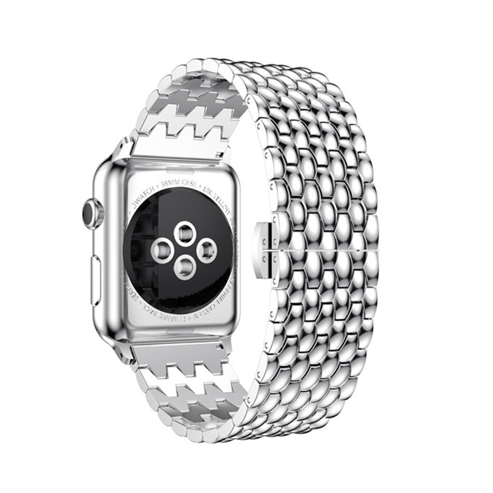 Dragon Leather Metal Watch Band For Apple Watch SE/6/5/4/3/2/1(Silver)