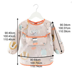 Kids Waterproof Art Smock Cartoon Long Sleeve Aprons with Bib-Lion Head