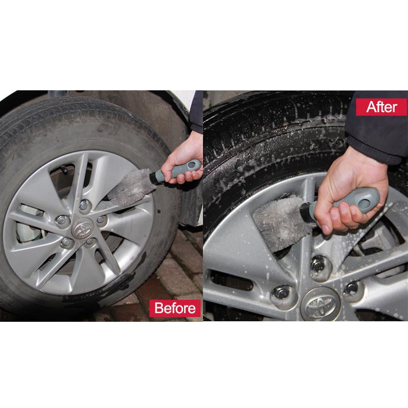 Car Wheel and Rim Detailing Brush with Comfort Grip-Straight Brush