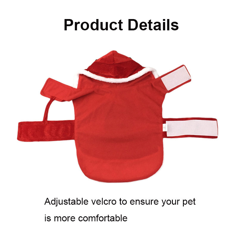 Dog Christmas Costume Santa Claus Riding Pet Cosplay Clothes-Red