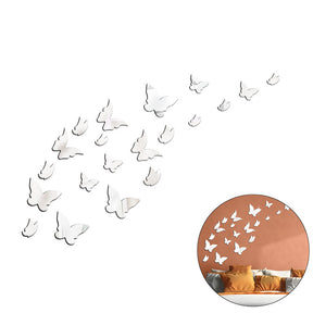 Removable Crystal Acrylic Mirror Butterfly Home Decoration Fashion Art Wall Stickers-Silver