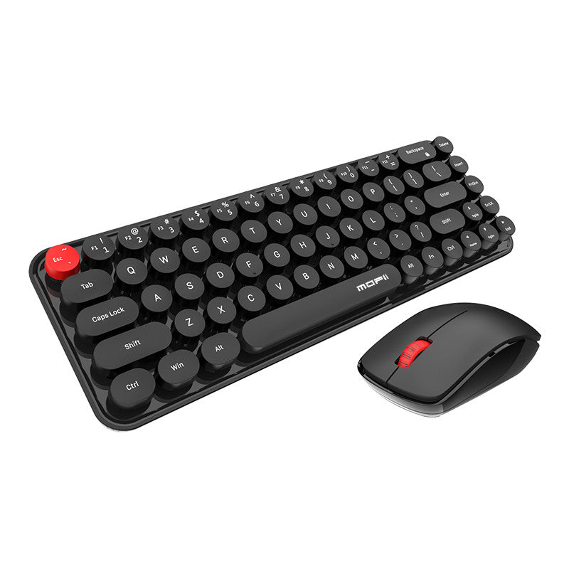 Wireless Keyboard and Mouse Set Combo 2.4G for Laptop Desktop-IDou-Rock Black