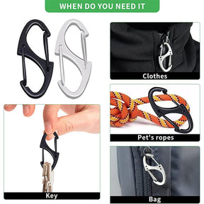 20 Pcs Upgraded Small Carabiner Clip Dual Wire Gate Snap Hook Keychain-Silver