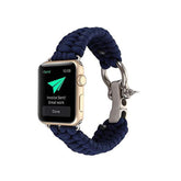 Nylon Rope Watch Band With Adjustable Size Outdoor Survival Stainless Steel Shackle For Apple Watch SE/6/5/4/3/2/1(Blue)