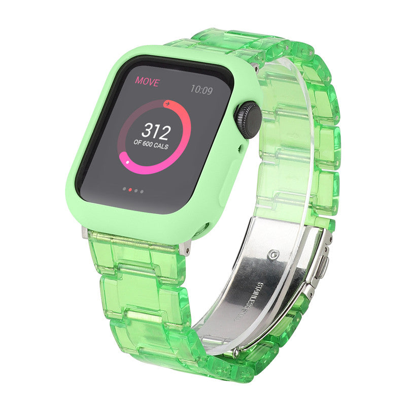 Fashion Resin Candy Watch Band + Watch Case For Apple Watch SE/6/5/4/3/2/1£¨Green+Green£©