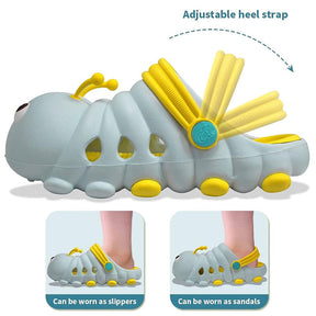 Kids Cute Caterpillar Clogs Lightweight Beach Water Slippers-Light Blue