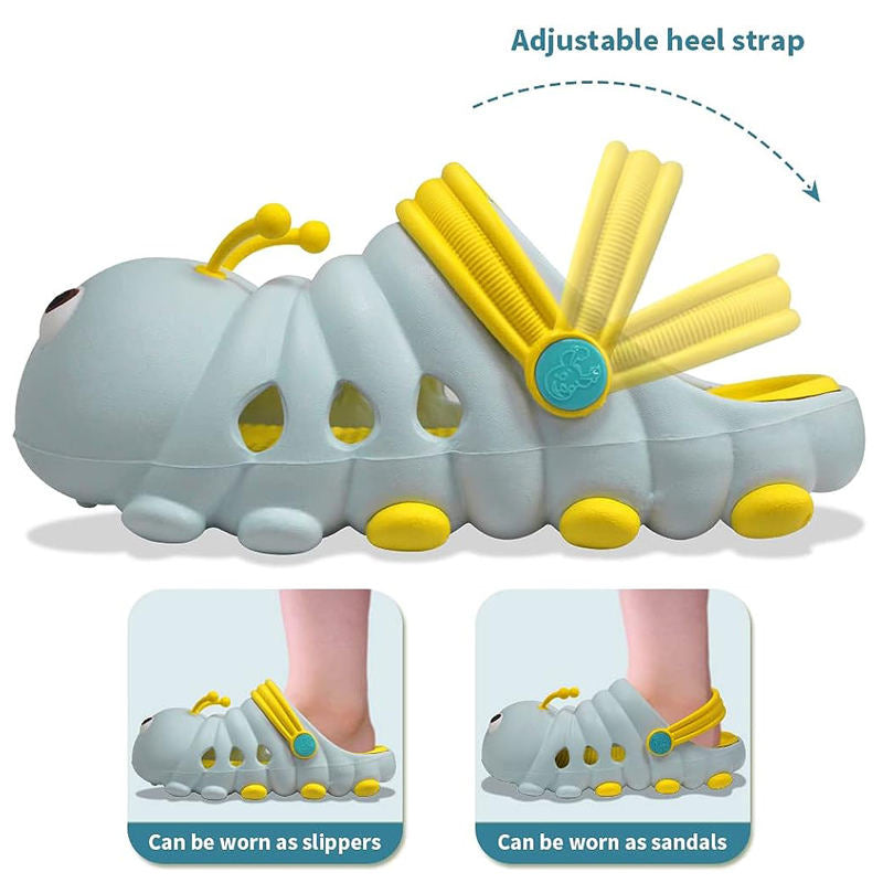 Kids Cute Caterpillar Clogs Lightweight Beach Water Slippers-Light Blue