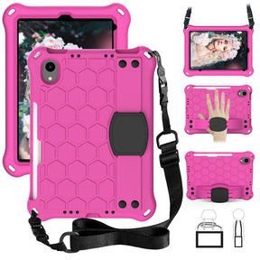 Hive iPad Case For iPad Mini 6 Durable Stand Cover With Shoulder Strap-RoseBlack