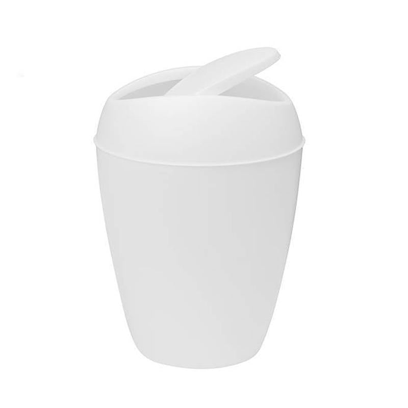 2.4 Gallon Plastic Trash Can with Swing - White