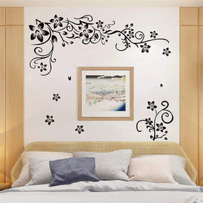 Removable Vinyl Black Flower Vines Wall Sticker Home Art Decor Murals