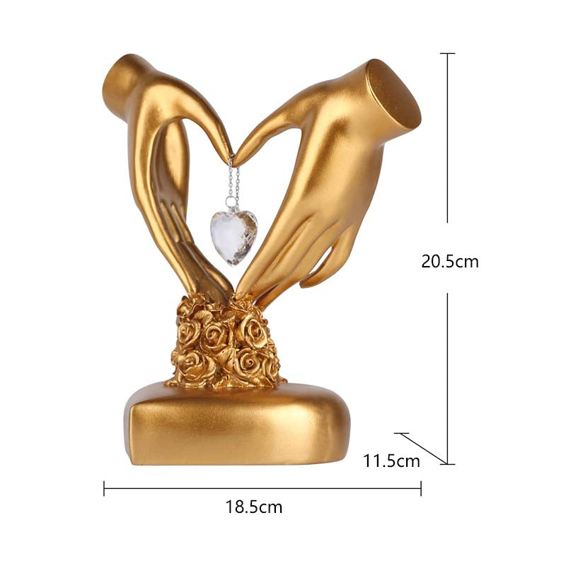 Love Heart Sculpture Home Decor Valentines Day Gift-Gold Hand