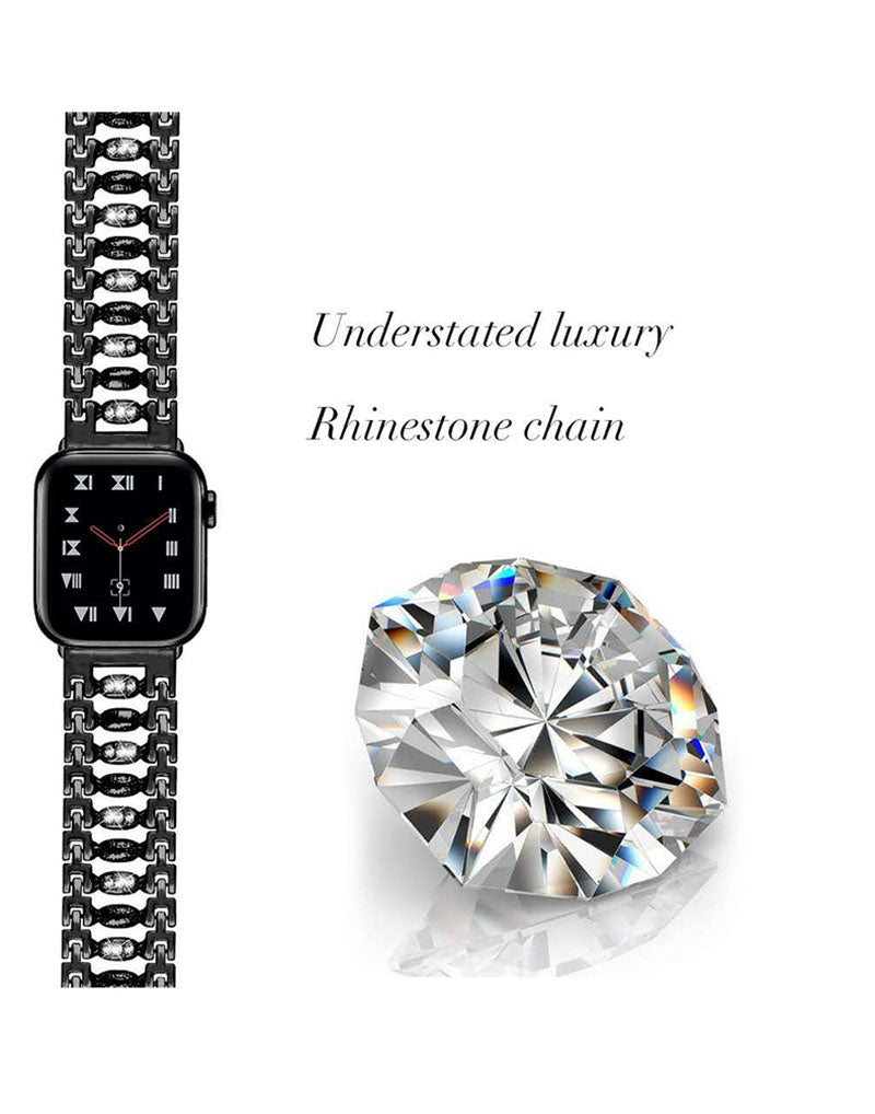 TGD Stainless Steel Watch Band Adjustable Wristbands for Apple IWatch Series SE/1/2/3/4/5/6 For Women-Black