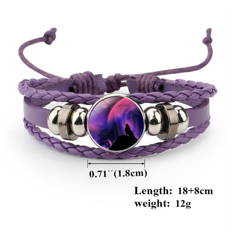 Adjustable Wolf Braided Leather Bracelet The Pretty Gifts for Women-Black