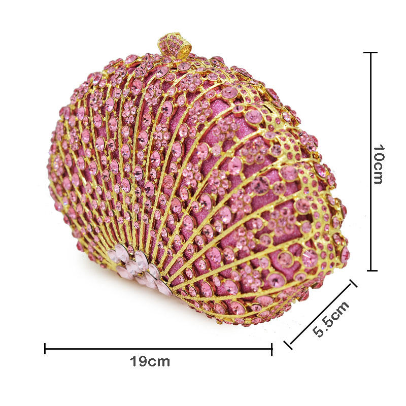 Luxury Rhinestone Evening Clutch Bag Sparkly Bride Wedding Party Purses-Pink
