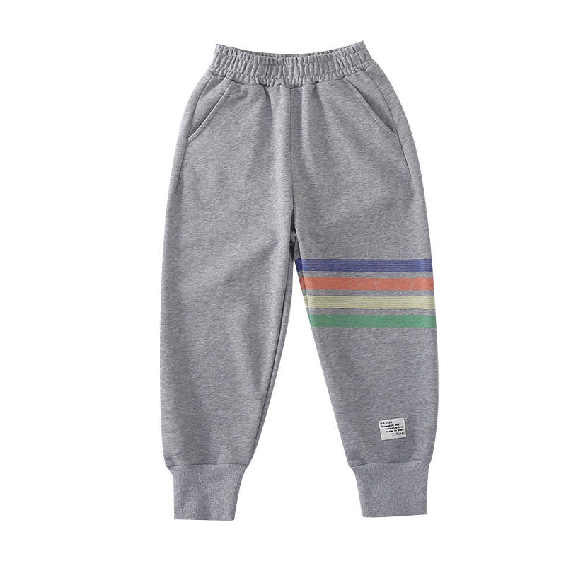 Girls Joggers Long Pants Pockets Outdoor Casual Trousers Rainbow-Gray