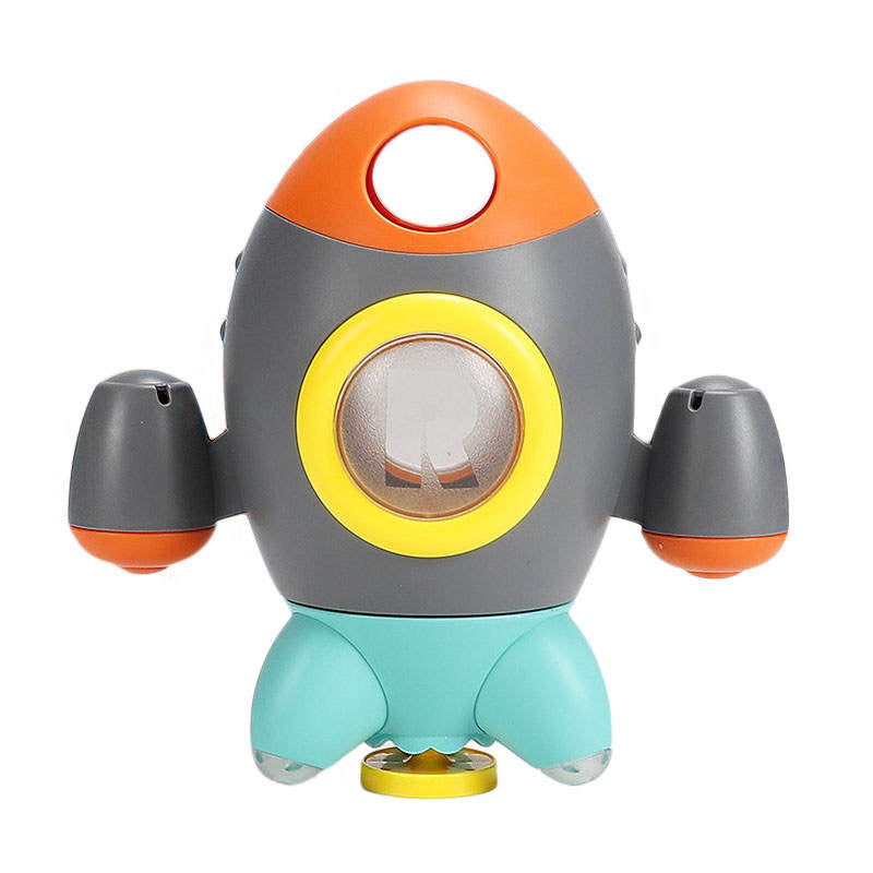 Bath Toys Space Rocket Spray Water with Rotatable Fountain for 18 Months and up-Gray