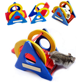 Wooden Rainbow Play Bridge Hamster Exerise Toys-Colorful