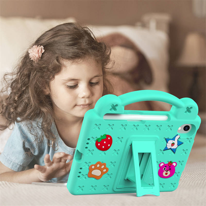 Strawberry iPad Mini 6 Case 8.3 Inch Shockproof Cover with Handle Band Shoulder Strap-MintGreen