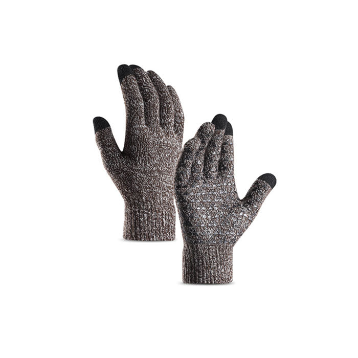 WIWU Winter Woman Gloves Upgraded Touch Screen Anti-Slip Silicone Gel Elastic Cuff Thermal-Coffee White-DZ32