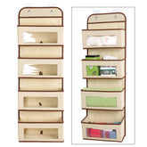 Over Door Wall Mount 4 Clear Window Pocket Organizer - Beige