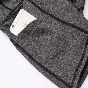 Women Yoga Shorts With Pockets High Waist Running Fitness Leggings Sports Quick Drying Tight Pants 2049-Gray
