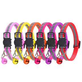 6Pcs Breakaway Cat Collar with Bell Stripe Reflective Collars-A