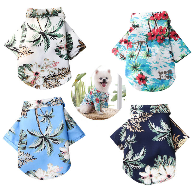 Pack of 4 Dog Shirt Hawaiian Summer Pet Clothes Dog Sweatshirts-SetB