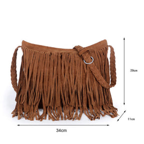 Suede Tassel Messenger Bag Women Hobo Shoulder Bags-Pink