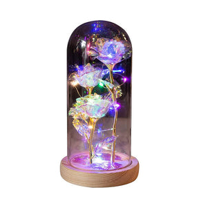 Galaxy Rose Light Glass Dome Romantic Gifts on Valentines Day-ColoredLightB