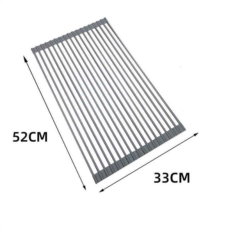 Over The Sink Multipurpose Roll-Up Dish Drying Rack 52*33CM-DarkGray