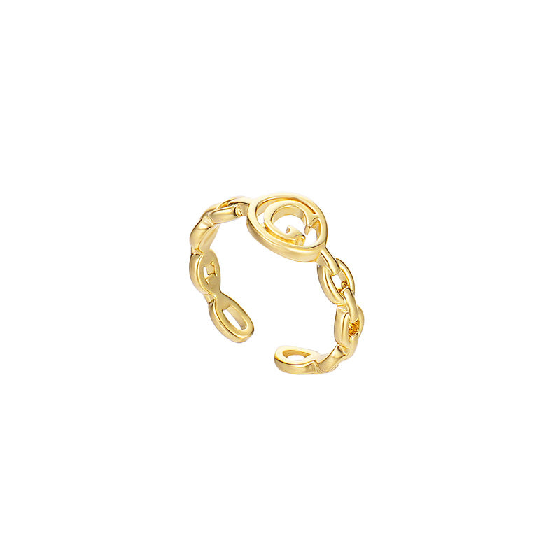 Letter Chain Rings Adjustable Opening Rings for Women Girls-G