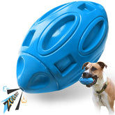 Dog Squeak Toys for Aggressive Chewers Durable Pet Rubber Football Toys-Blue