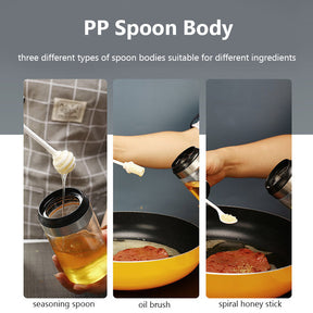 Revolving 4-Jar Seasoning Organizer Rack Built-in Spoon Moisture-Proof-ABS Lid