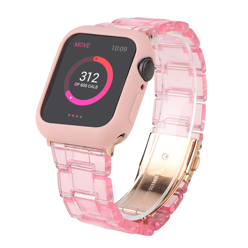 Fashion Resin Candy Watch Band + Watch Case For Apple Watch SE/6/5/4/3/2/1£¨Pink+Pink£©