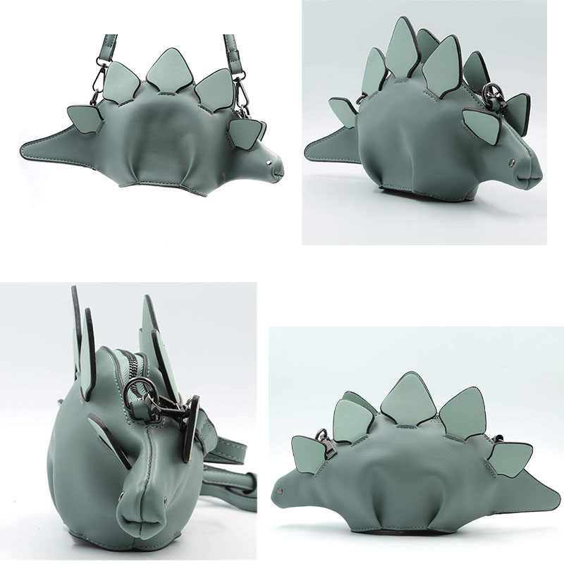 Dinosaur Shoulder Purses PU Stegosaurus CrossBody Bag for Girl Women-Blue
